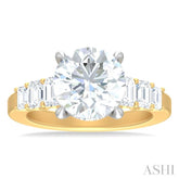1 1/4 ctw Round Shape Emerald and Round Cut Diamond Semi Mount Engagement Ring in 14K Yellow and White Gold